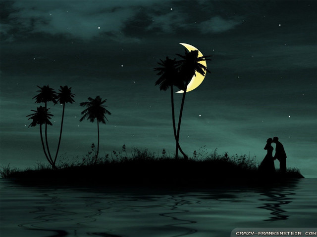 Full moon tropical island romantic #2 free wallpaper for desktop - medium preview image