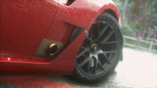 Red sports car wet road #5 free wallpaper for desktop - medium preview image