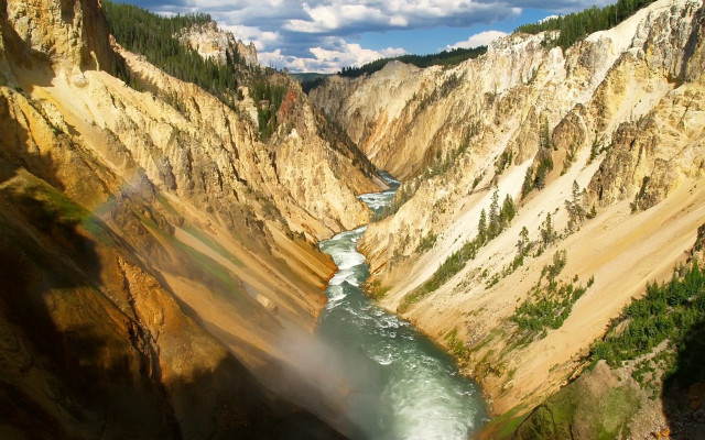 River canyon mountains rainbow sunny free wallpaper for desktop - medium preview image
