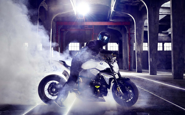 Man motorcycle smoke futurism digital free wallpaper for desktop - medium preview image