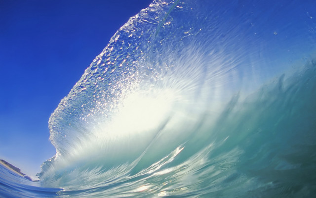 Breaking wave sunlight blue green free wallpaper for desktop - medium preview image