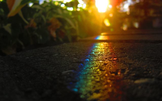 Rainbow line night sunset bokeh free wallpaper for desktop - medium preview image