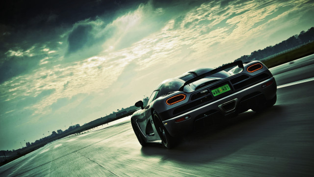 Sports car road cloudy sky free wallpaper for desktop - medium preview image
