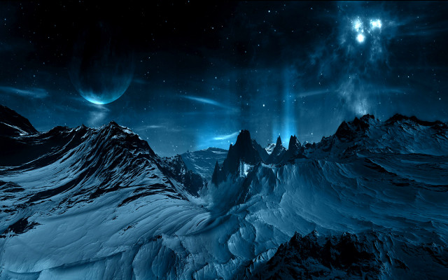 Mountain sky stars moon snow free wallpaper for desktop - medium preview image
