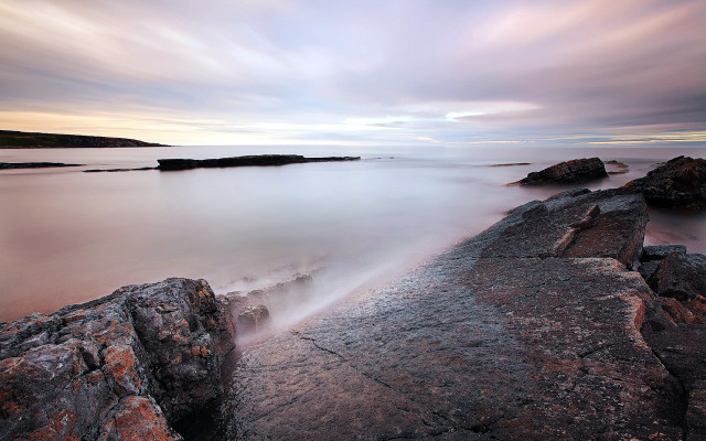 Long exposure water rocks cloudy free wallpaper for desktop - medium preview image