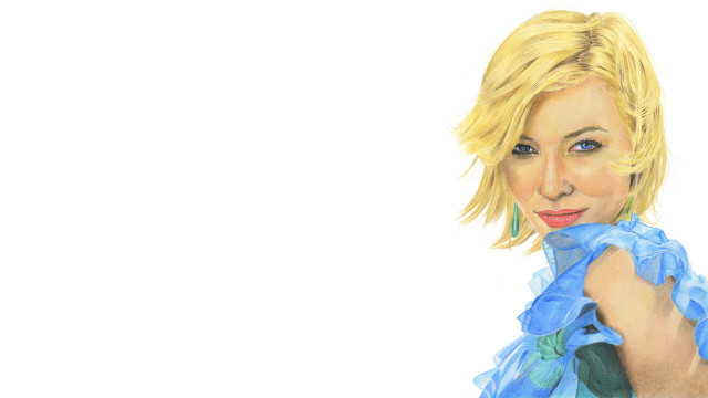 Blonde woman blue dress green #4 free wallpaper for desktop - medium preview image