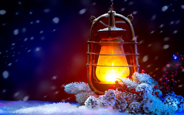 Lantern snow flower blue night free wallpaper for desktop - medium preview image