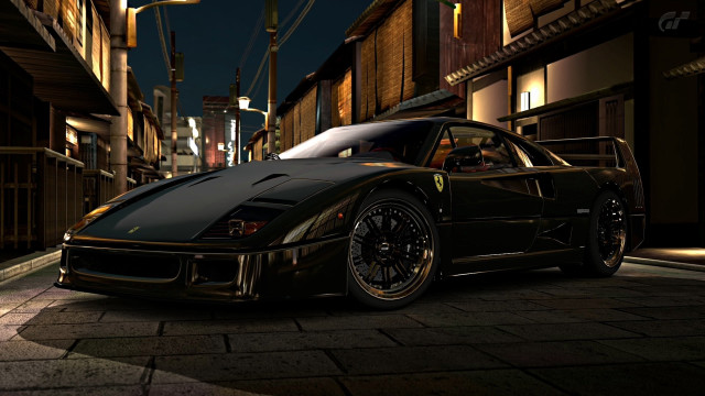 Black sports car city street #4 free wallpaper for desktop - medium preview image