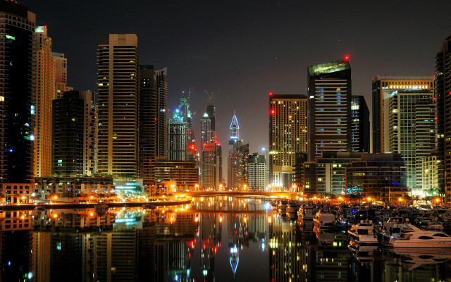 City skyline harbor boats night #5 free wallpaper for desktop - medium preview image
