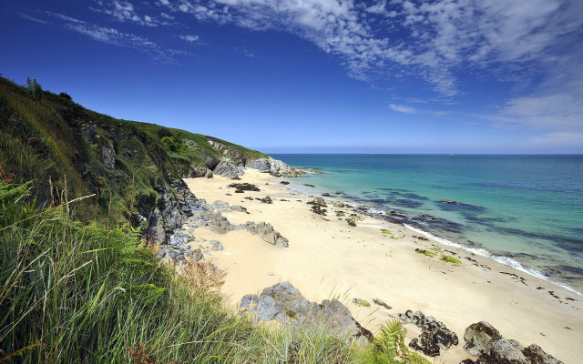 Beach cliff water sky clouds free wallpaper for desktop - medium preview image