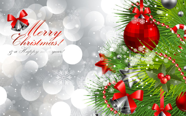 Christmas tree presents decorations snowflakes free wallpaper for desktop - medium preview image