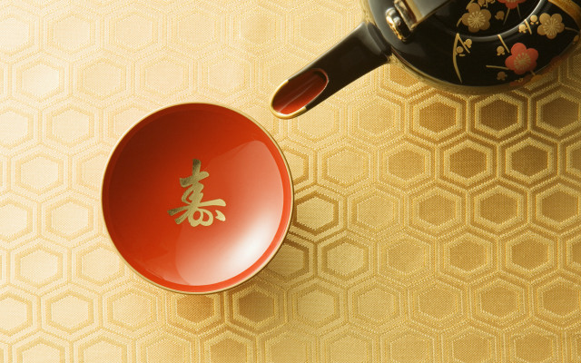 Teapot cup gold background red free wallpaper for desktop - medium preview image