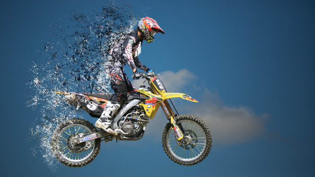 Dirtbike water air matte clock free wallpaper for desktop - medium preview image