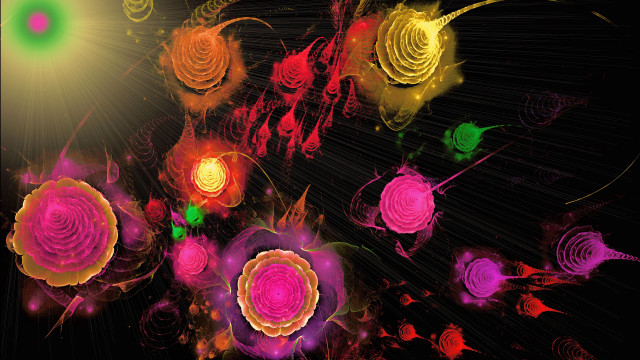 Bright flower glowing abstract fractal free wallpaper for desktop - medium preview image