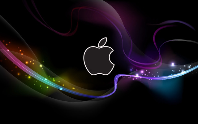 Apple logo wave light abstract free wallpaper for desktop - medium preview image