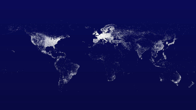 World map blue lights aurora free wallpaper for desktop - medium preview image