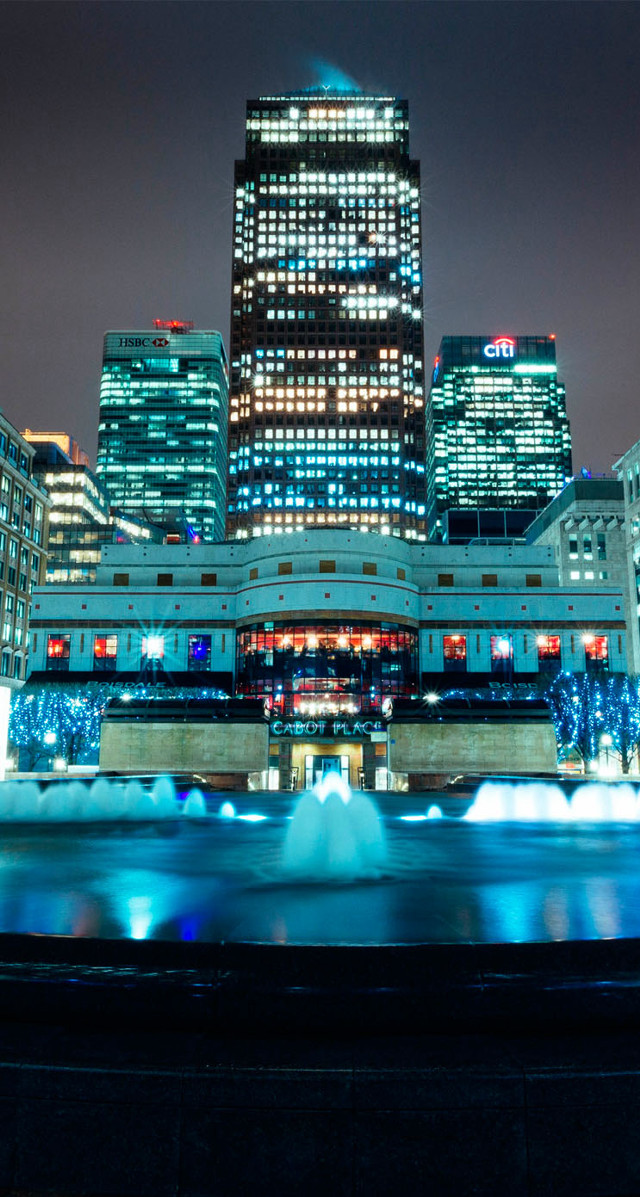 City skyline fountain night lights free wallpaper for mobile - medium preview image