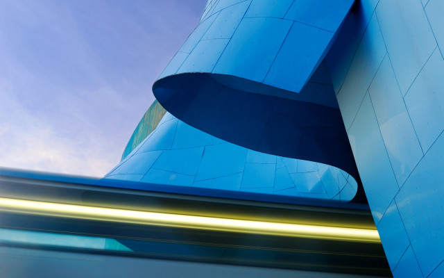 Blue building curved corner abstract free wallpaper for desktop - medium preview image