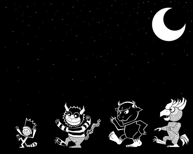 Cartoon characters moon starry sky free wallpaper for desktop - medium preview image