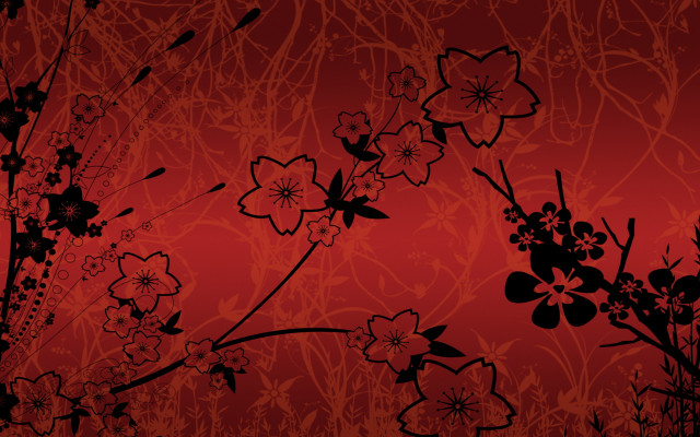 Red black flower leaf autumn free wallpaper for desktop - medium preview image