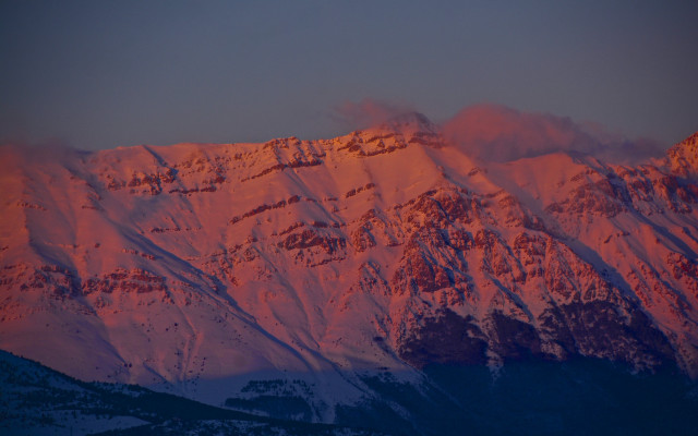 Snowy mountain sunset pink sky #2 free wallpaper for desktop - medium preview image