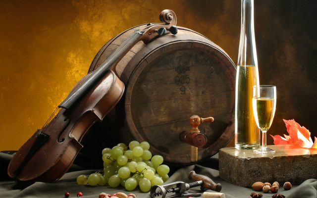Wine glass bottle violin grapes #2 free wallpaper for desktop - medium preview image