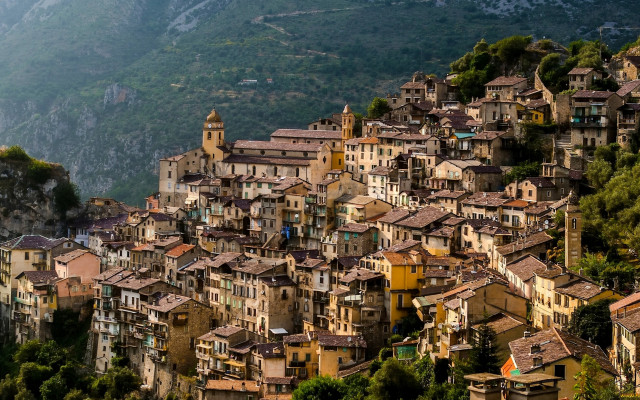 Mountain village tiltshift architecture cityscape free wallpaper for desktop - medium preview image