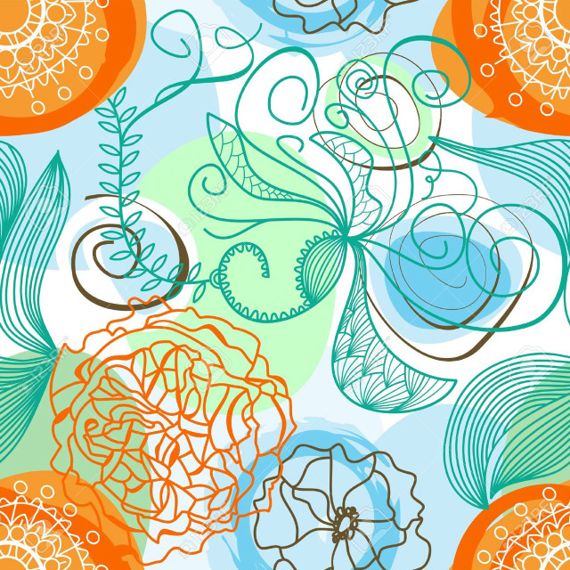 Colorful floral swirls leaves summer free wallpaper for tablet - medium preview image