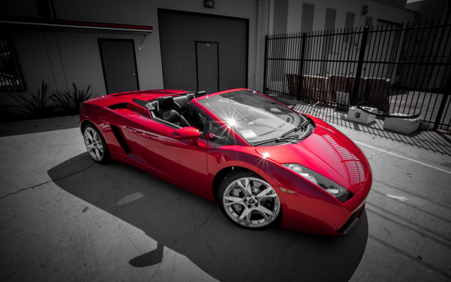 Red sports car parking lot #42 free wallpaper for desktop - medium preview image