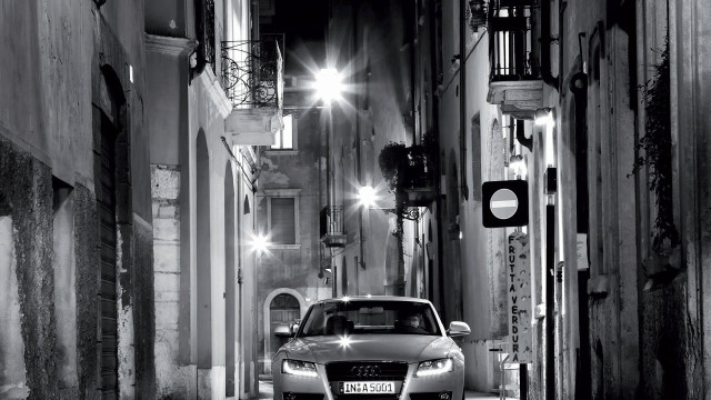 Car narrow street night city free wallpaper for desktop - medium preview image