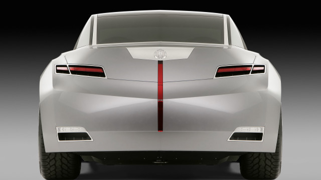 Silver car red stripe tailpipes free wallpaper for desktop - medium preview image