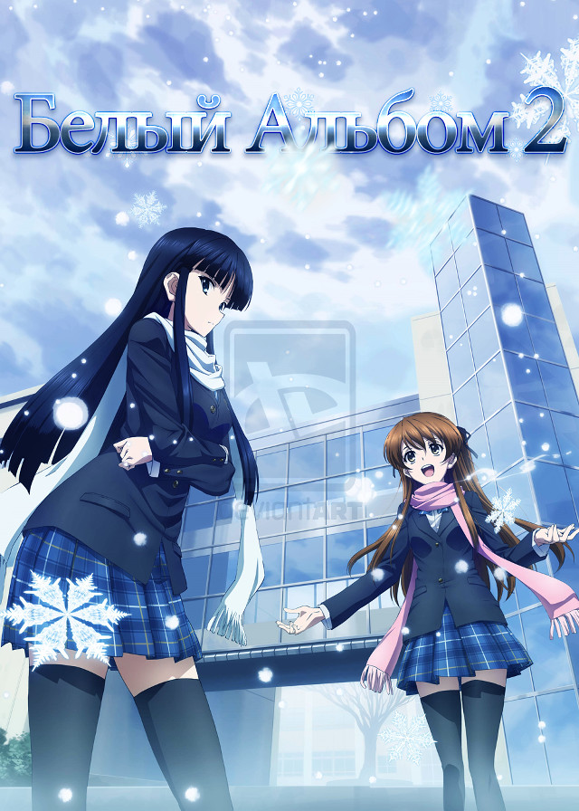 Anime girls snowflakes building bembi free wallpaper for mobile - medium preview image