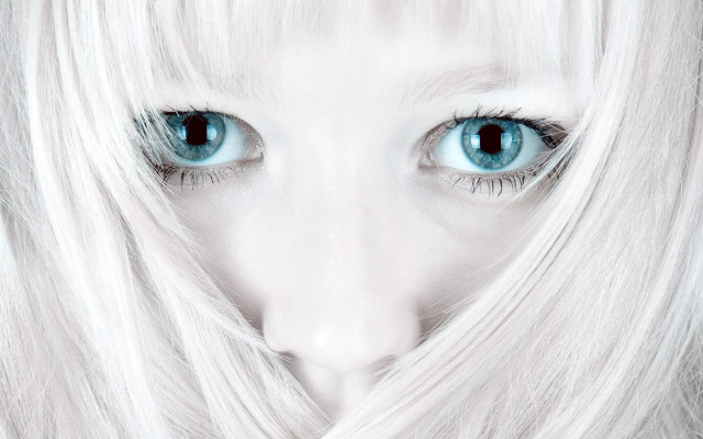 Woman long white hair blue #3 free wallpaper for desktop - medium preview image
