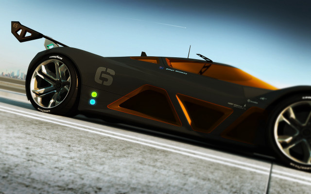 Futuristic car cityscape 3d render free wallpaper for desktop - medium preview image