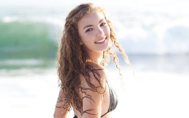 Beach bikini woman ocean wave #2 free wallpaper for desktop - medium preview image