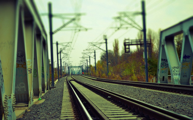 Train tilt shift graffiti scene free wallpaper for desktop - medium preview image