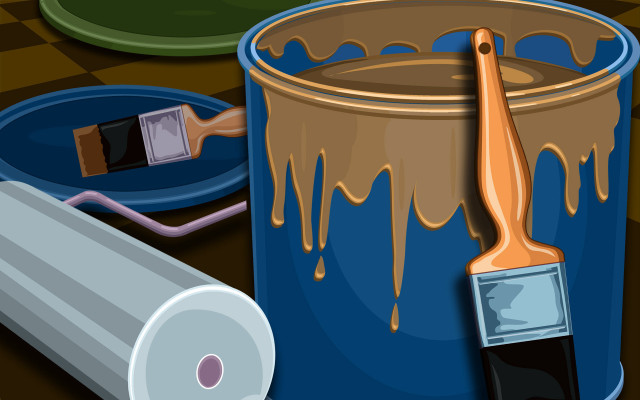 Paint can paintbrush paint checkered free wallpaper for desktop - medium preview image