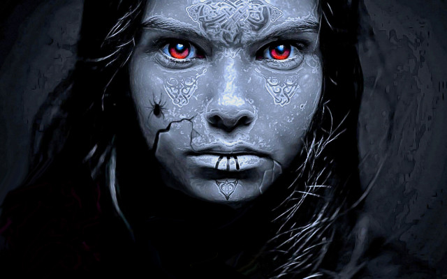 Red eyes white face gothic free wallpaper for desktop - medium preview image