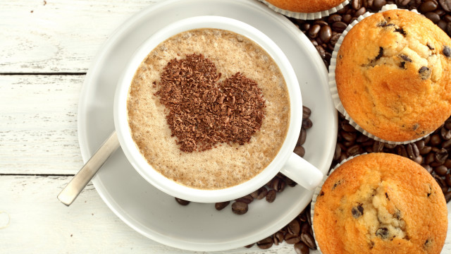 Coffee heart cookie muffins whiteplate free wallpaper for desktop - medium preview image