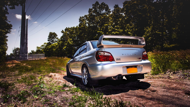 Silver car forest road lens free wallpaper for desktop - medium preview image