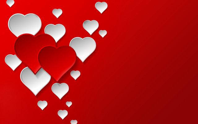 Hearts flying red background white free wallpaper for desktop - medium preview image