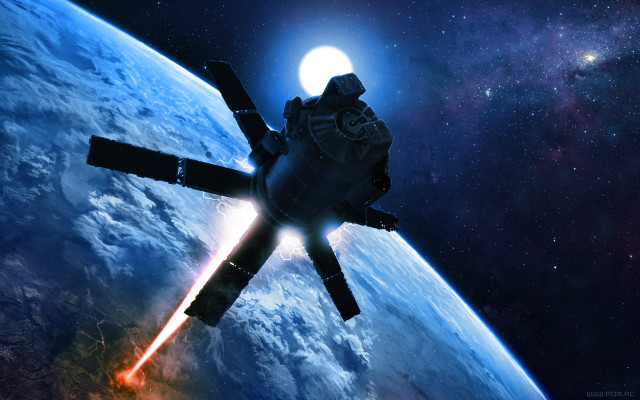 Space station earth moon red free wallpaper for desktop - medium preview image