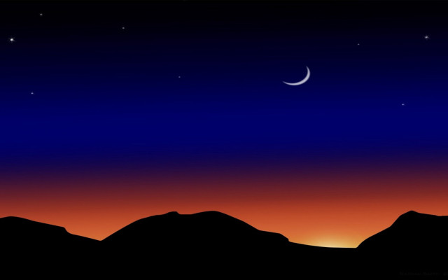 Night sky mountains moon stars free wallpaper for desktop - medium preview image