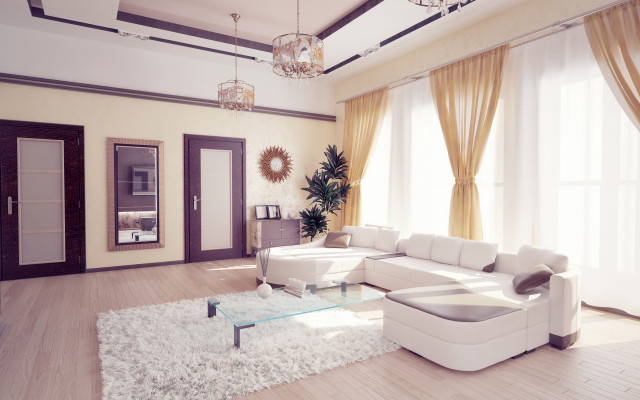 Living room white couch chandelier free wallpaper for desktop - medium preview image