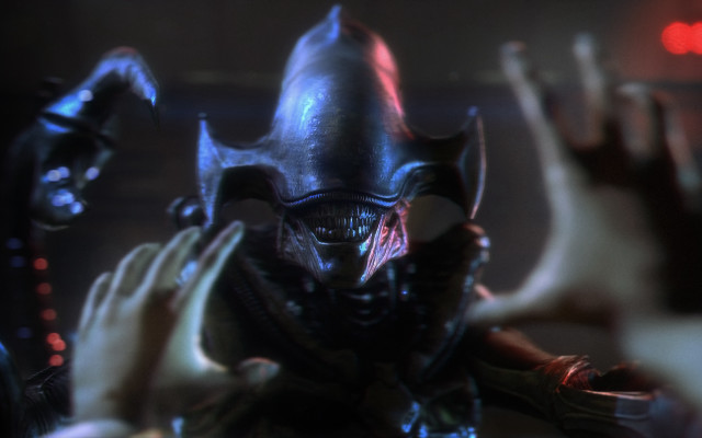 Demonic alien large head hands free wallpaper for desktop - medium preview image