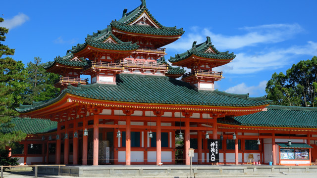 Kyoto architecture building blue sky free wallpaper for desktop - medium preview image