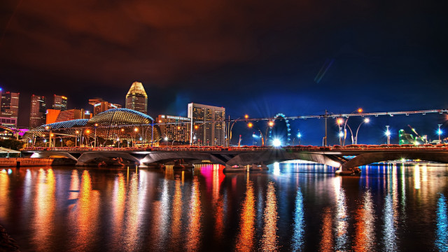 Tokyo night cityscape bridge river #4 free wallpaper for desktop - medium preview image