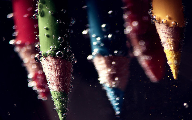 Colorful umbrellas water droplets dark free wallpaper for desktop - medium preview image