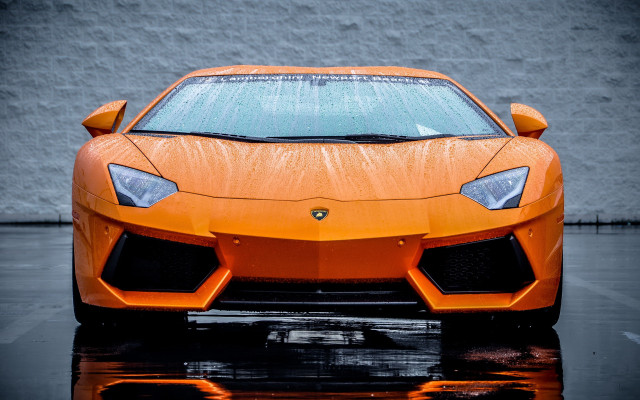 Orange sports car parking lot #8 free wallpaper for desktop - medium preview image