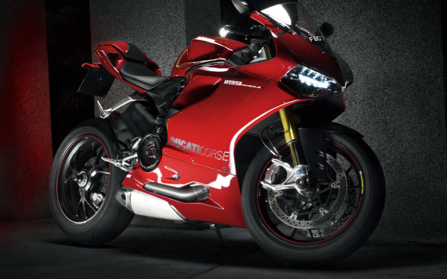 Red motorcycle dark room futurism free wallpaper for desktop - medium preview image